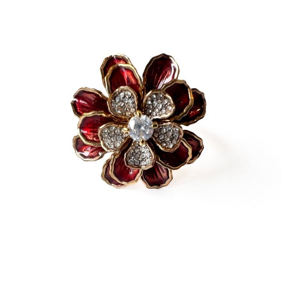 Juicy Couture Red Flower Enamel Ring - Picture 3 of 9